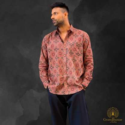 Men's Printed Cotton Shirt - 38 S24